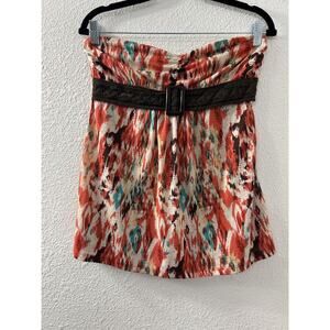 Weavers Strapless‎ Womens Tub Top Orange Shirt Size M Geometric Aztec Southwest